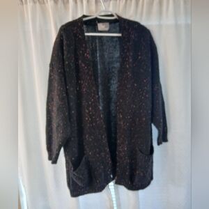 Cozy Black Speckled Open Cardigan 22/24 Acrylic With Pockets